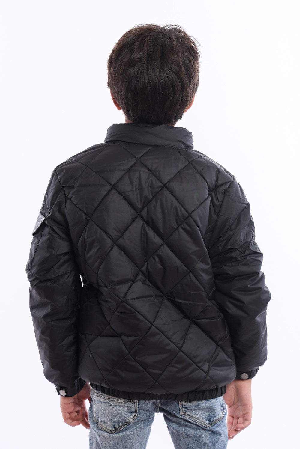 Boy's Casual Full Zipper Unique Style Padded Waterproof Jacket With Side Pocket