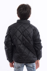 Boy's Casual Full Zipper Unique Style Padded Waterproof Jacket With Side Pocket