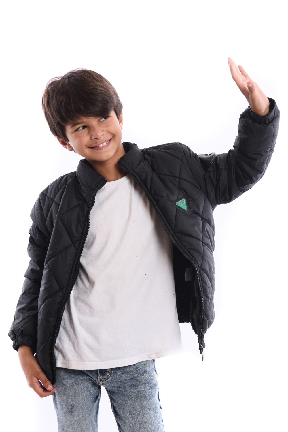 Boy's Casual Full Zipper Unique Style Padded Waterproof Jacket With Side Pocket