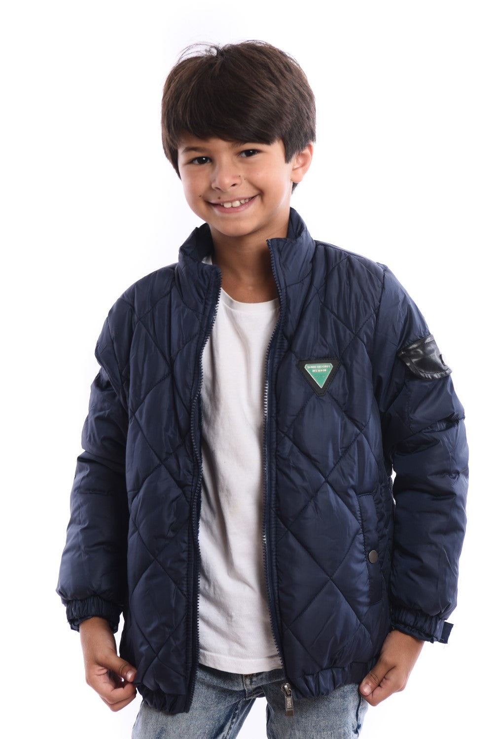 Boy's Casual Full Zipper Unique Style Padded Waterproof Jacket With Side Pocket