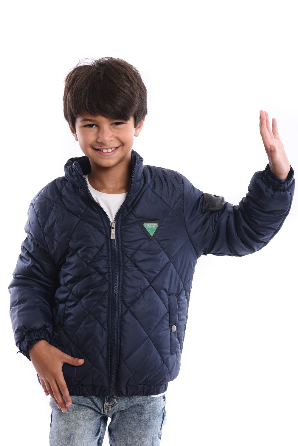 Boy's Casual Full Zipper Unique Style Padded Waterproof Jacket With Side Pocket
