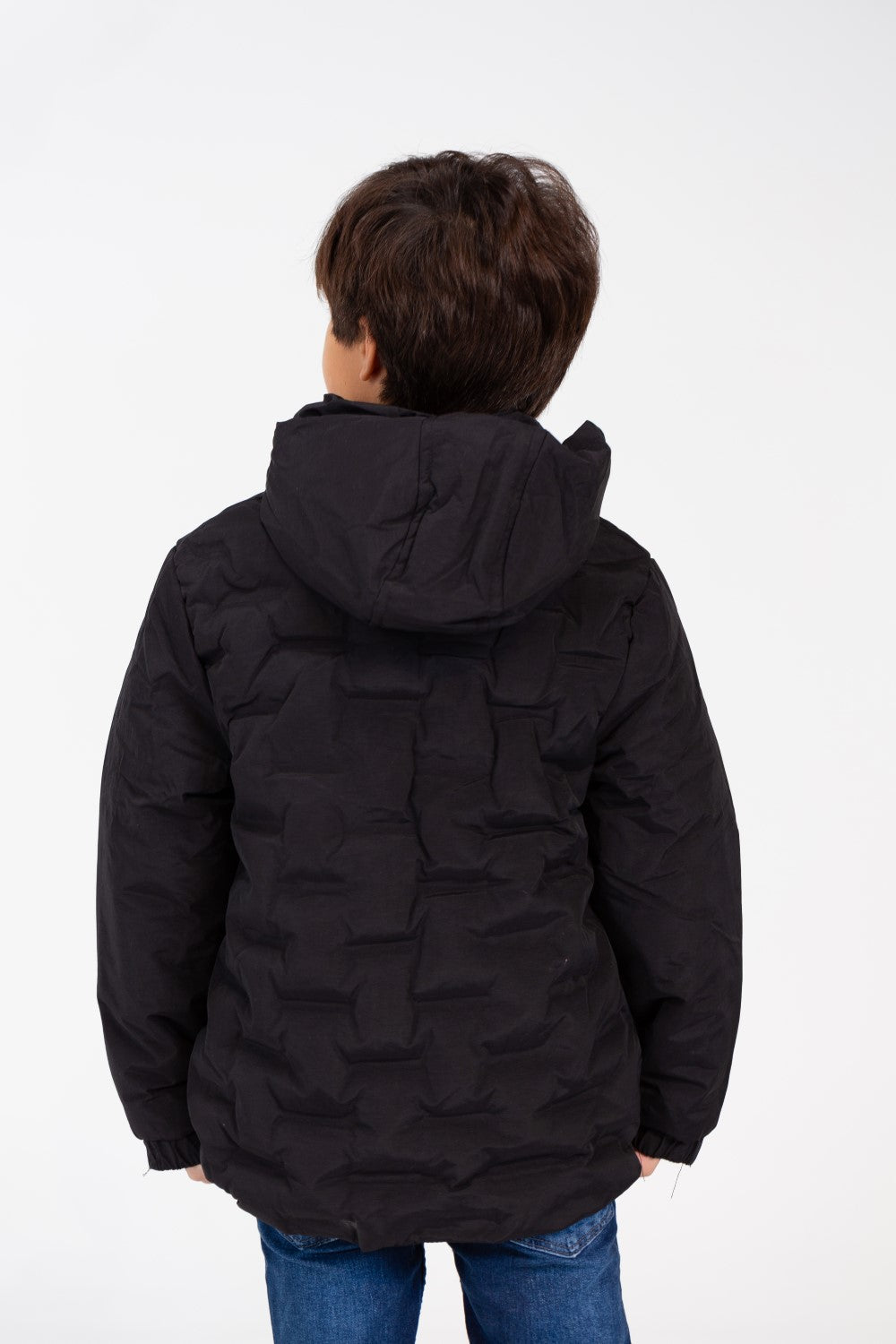 Boy's Waterproof Puffer Jacket With Front Pockets And Long Sleeves