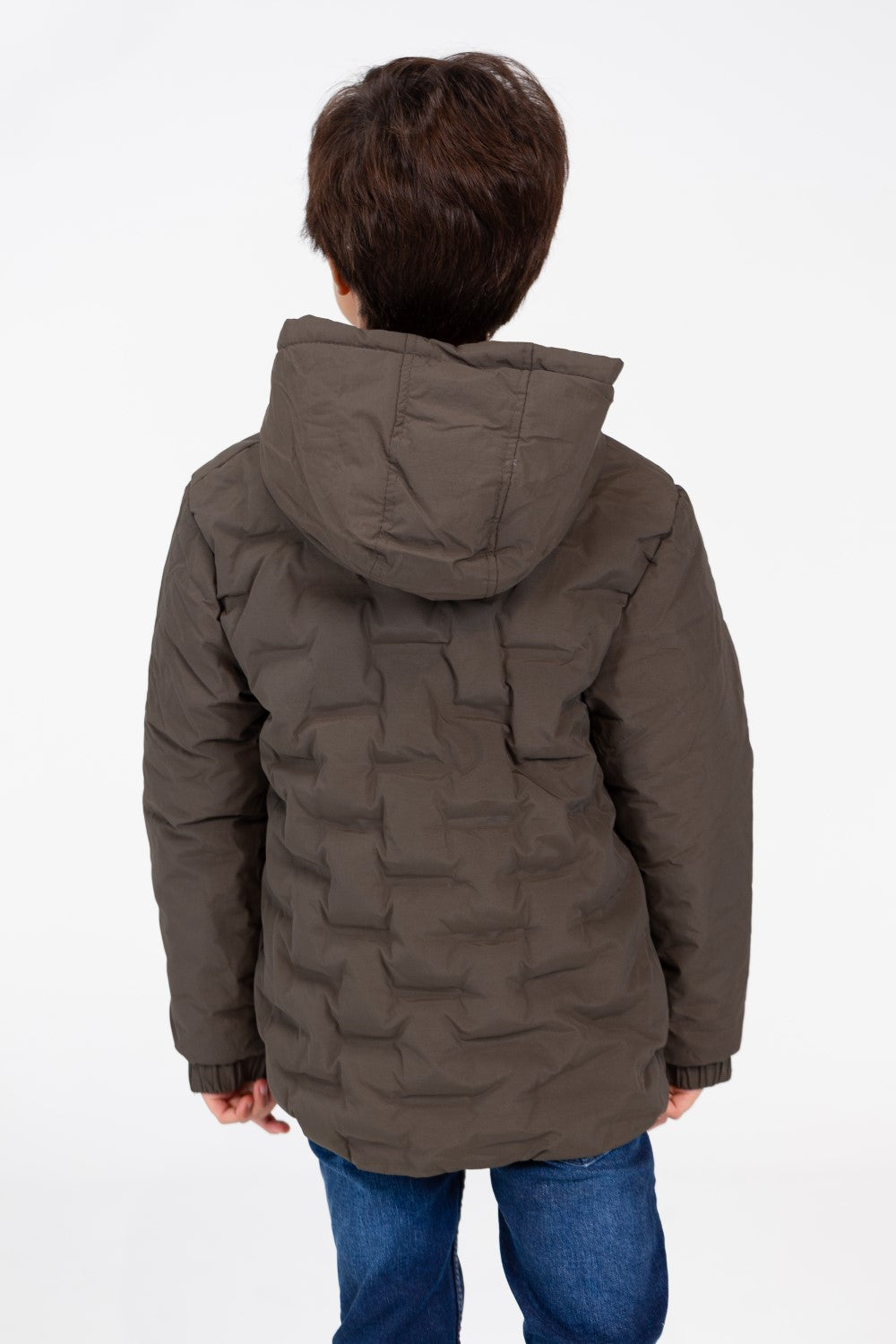 Boy's Waterproof Puffer Jacket With Front Pockets And Long Sleeves