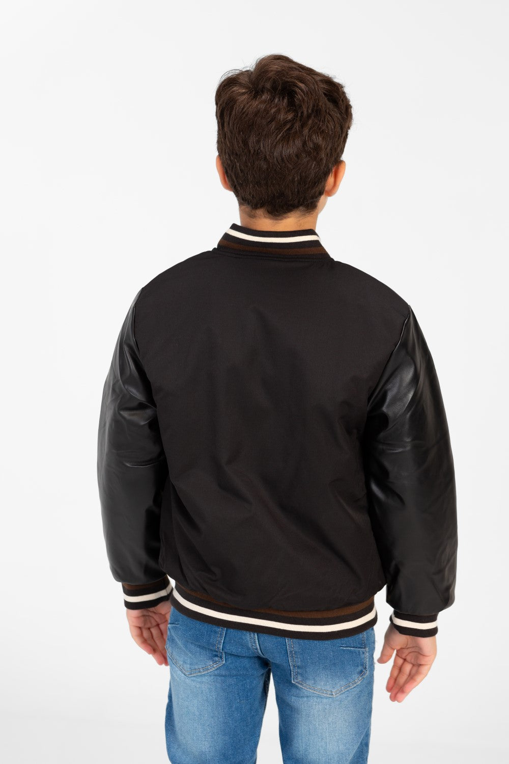 Boy's Melton Jacket With Waterproof Sleeves And Front Print