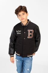 Boy's Melton Jacket With Waterproof Sleeves And Front Print