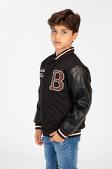 Boy's Melton Jacket With Waterproof Sleeves And Front Print