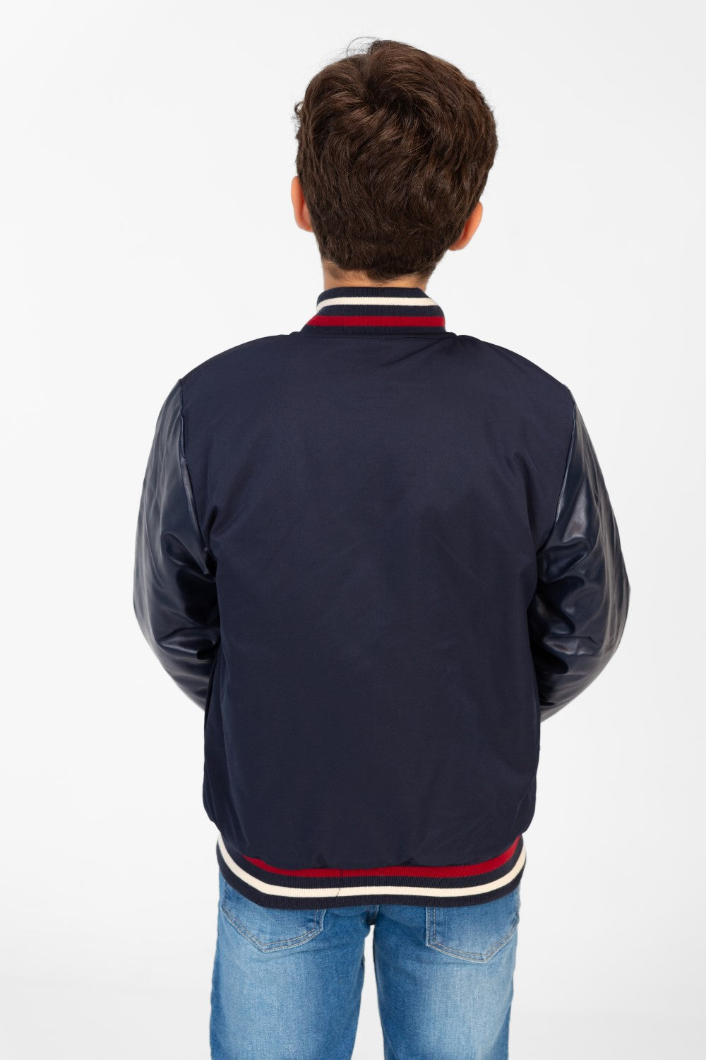 Boy's Melton Jacket With Waterproof Sleeves And Front Print