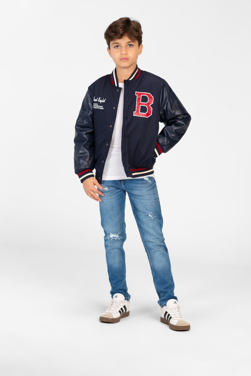 Boy's Melton Jacket With Waterproof Sleeves And Front Print