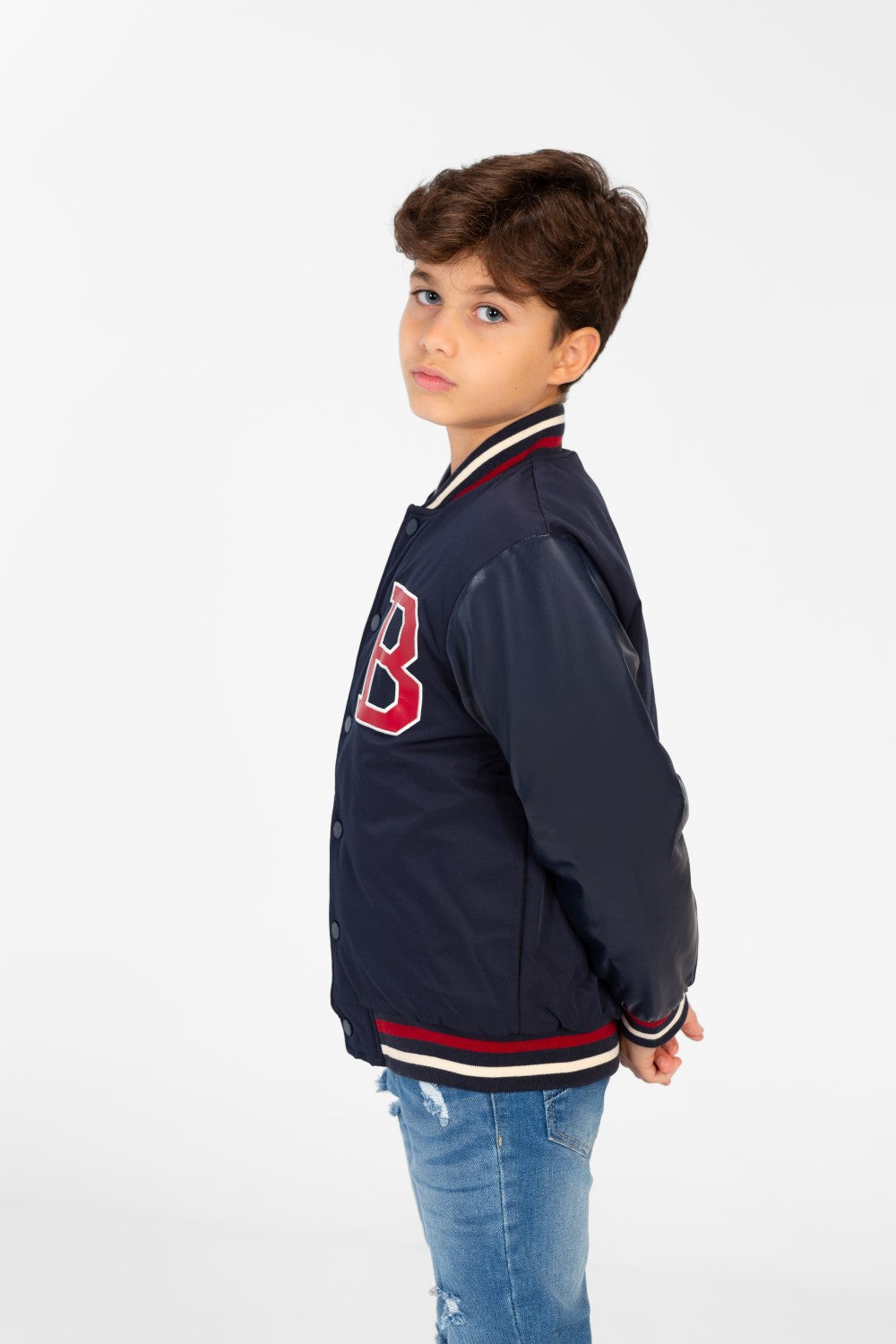 Boy's Melton Jacket With Waterproof Sleeves And Front Print
