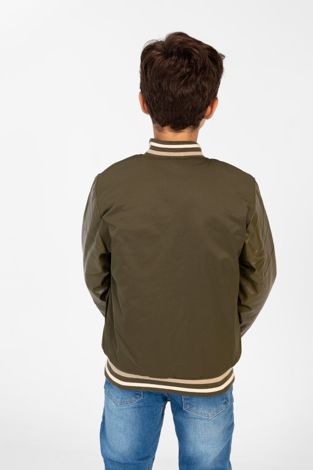 Boy's Melton Jacket With Waterproof Sleeves And Front Print