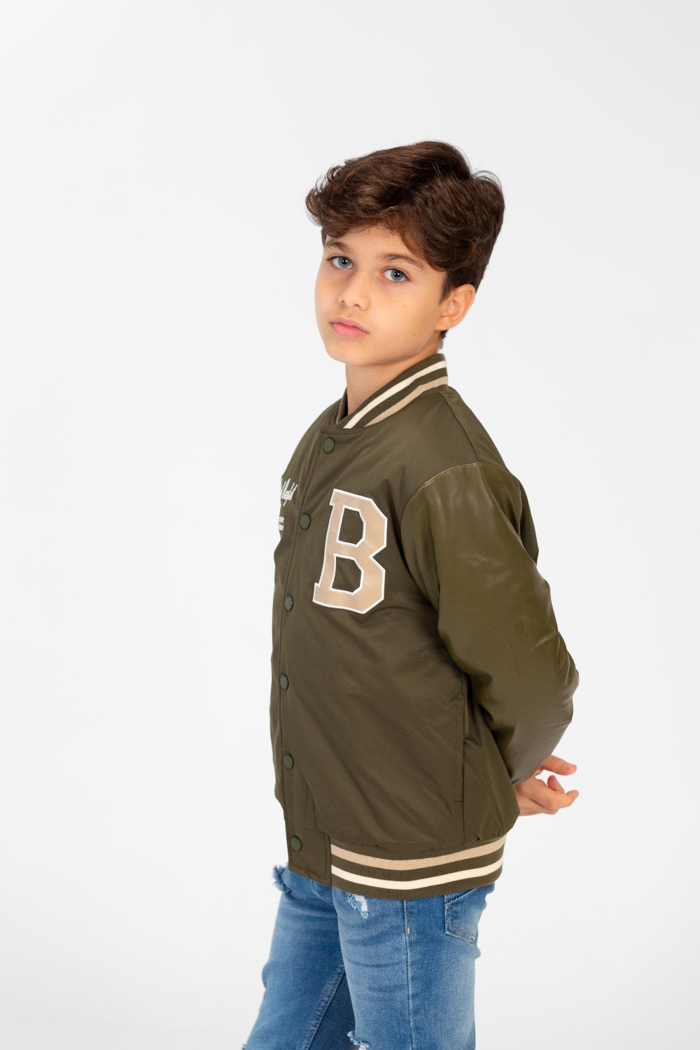 Boy's Melton Jacket With Waterproof Sleeves And Front Print