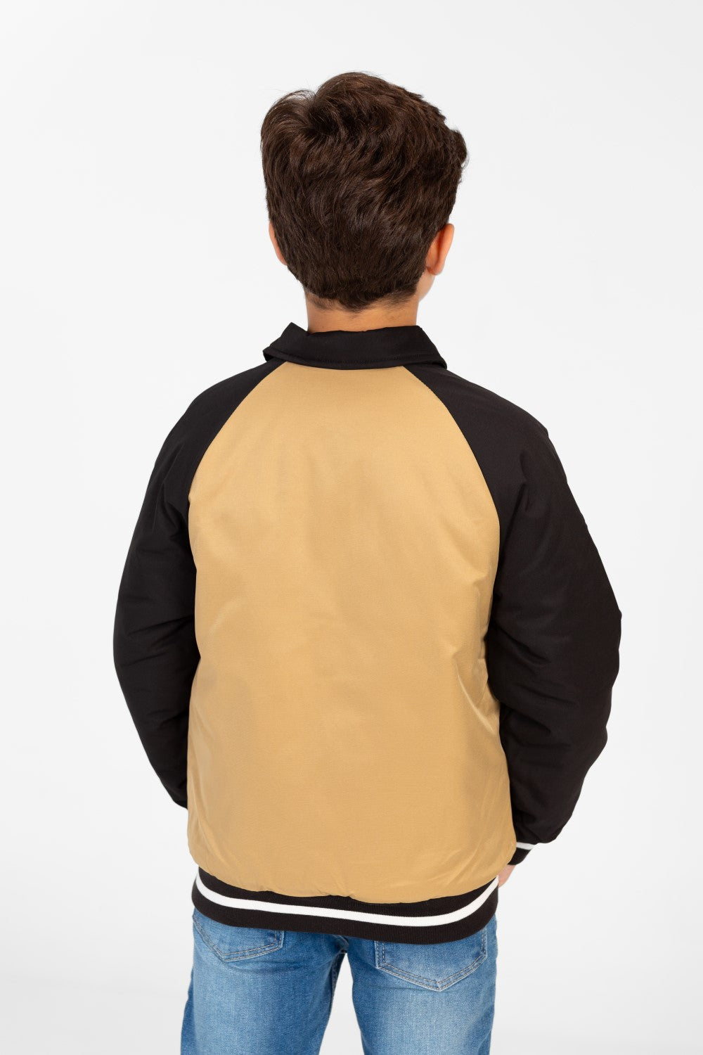 Boy's Color Block Jacket With Front Print