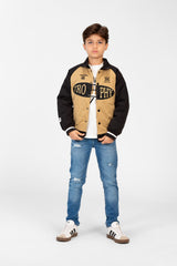 Boy's Color Block Jacket With Front Print