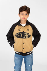 Boy's Color Block Jacket With Front Print