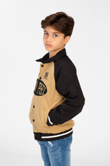 Boy's Color Block Jacket With Front Print