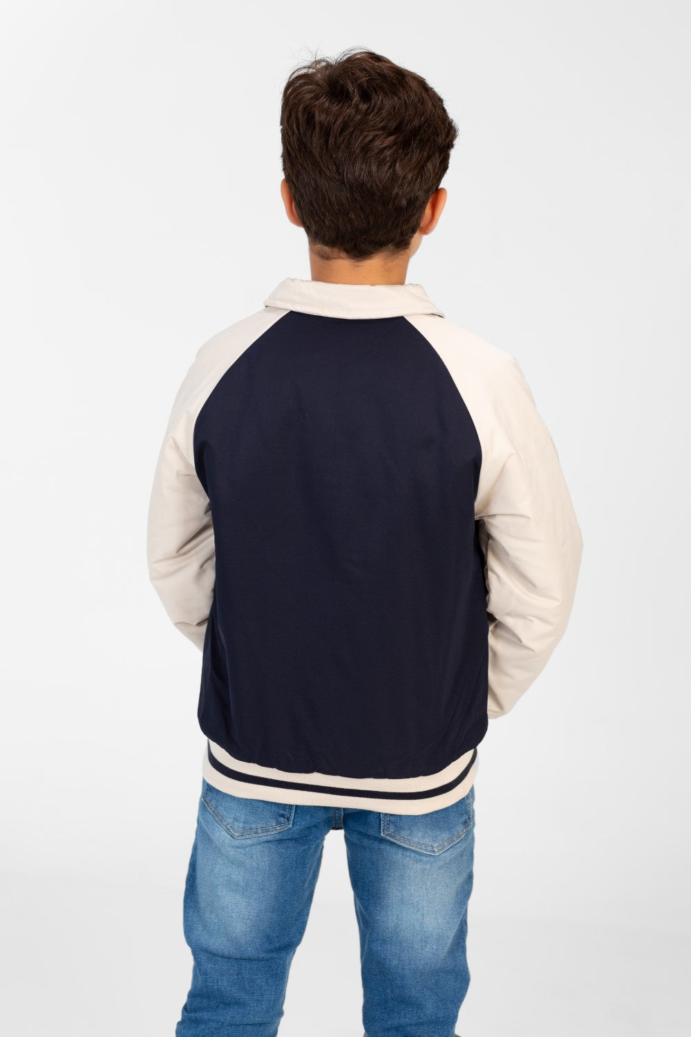 Boy's Color Block Jacket With Front Print