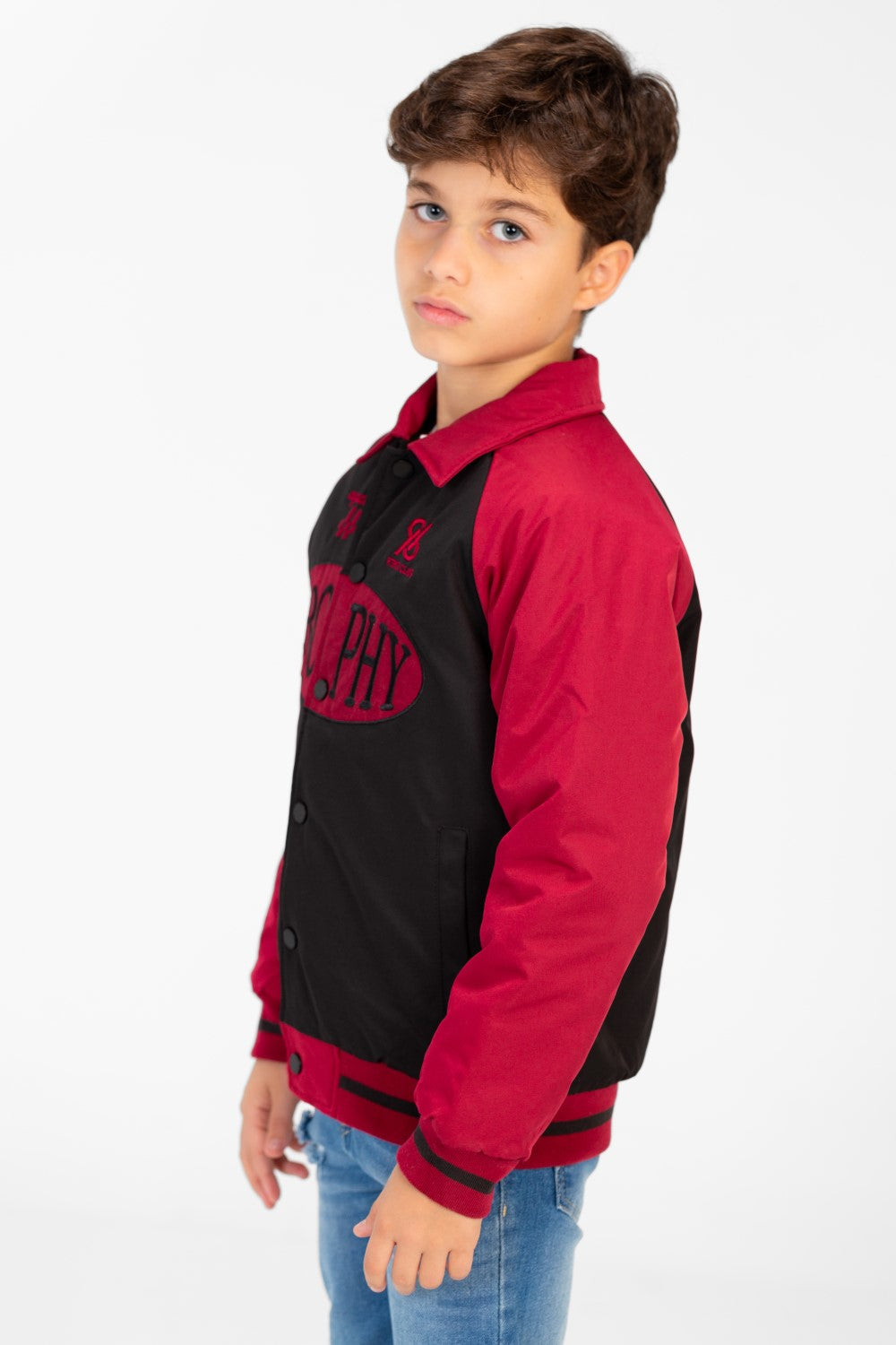 Boy's Color Block Jacket With Front Print