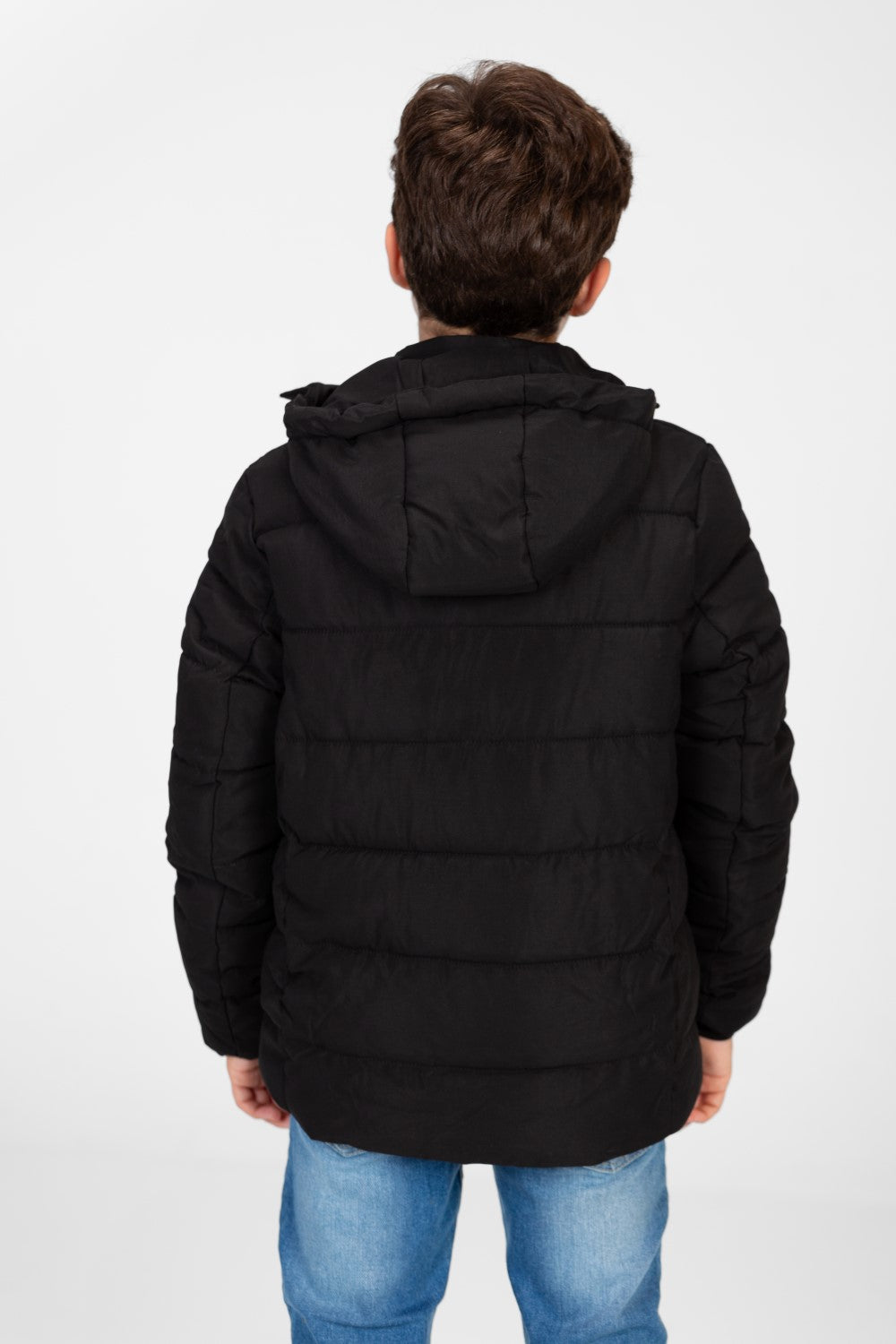 جاكيت مبطن بغطاء رأس مقاوم للماء للأولاد بسحاب أمامي