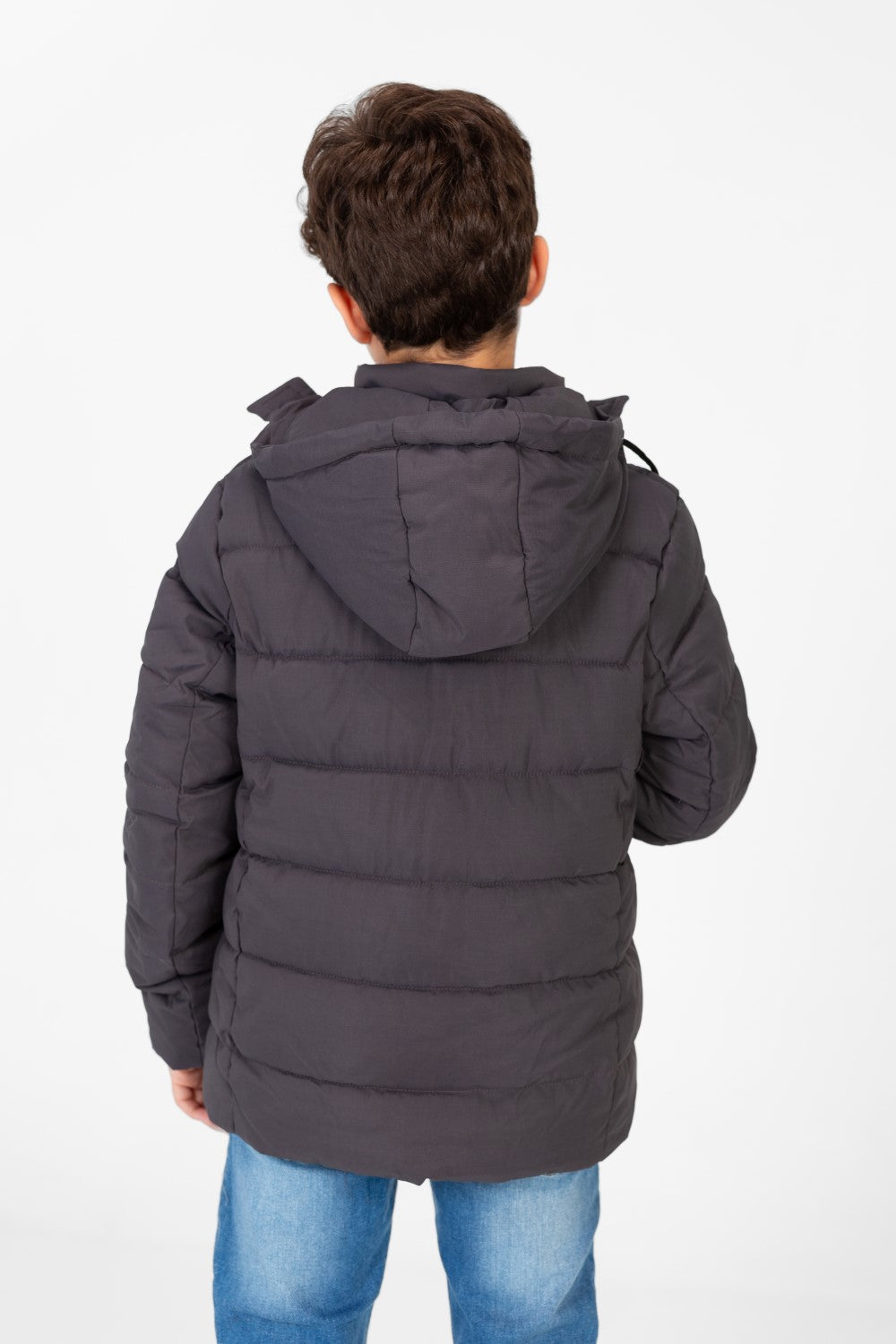 جاكيت مبطن بغطاء رأس مقاوم للماء للأولاد بسحاب أمامي