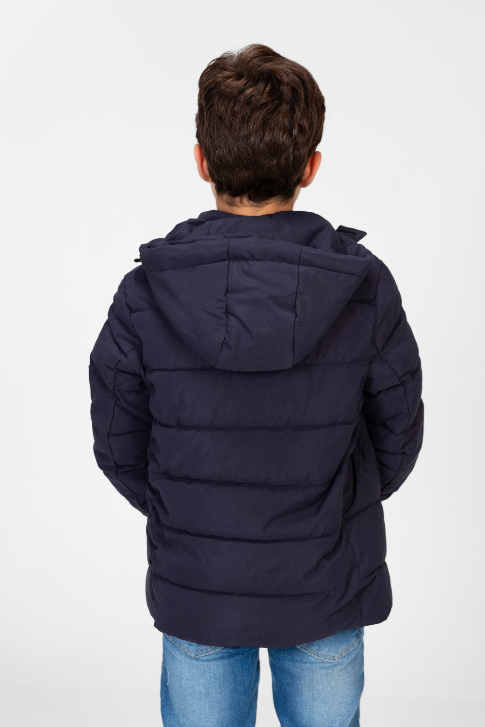 جاكيت مبطن بغطاء رأس مقاوم للماء للأولاد بسحاب أمامي