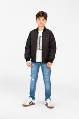 Boy's Waterproof Jacket With Front Zipper And Long Sleeves