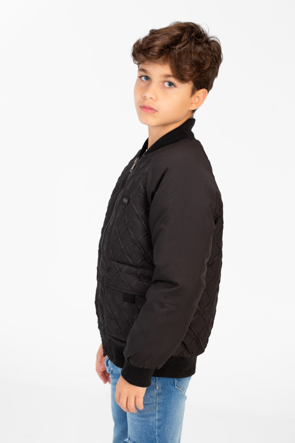 Boy's Waterproof Jacket With Front Zipper And Long Sleeves