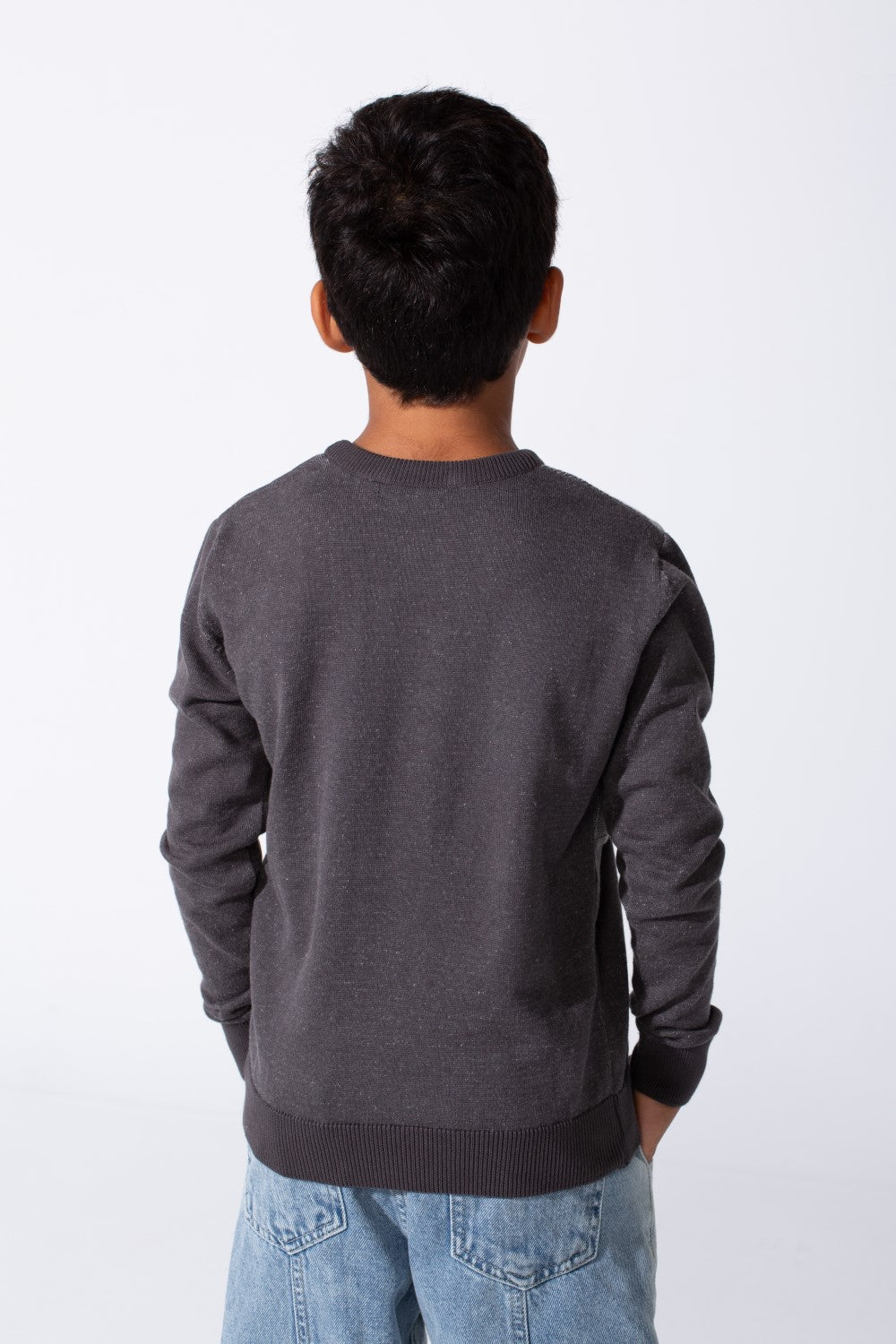 Boy's Slim Fit Cotton Round Neck Long Sleeves Pullover In Breathable Fabric