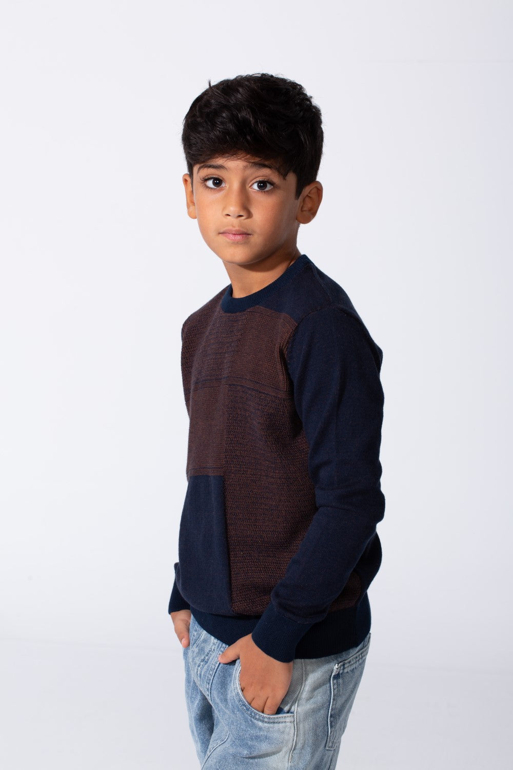Boy's Slim Fit Cotton Round Neck Long Sleeves Pullover In Breathable Fabric