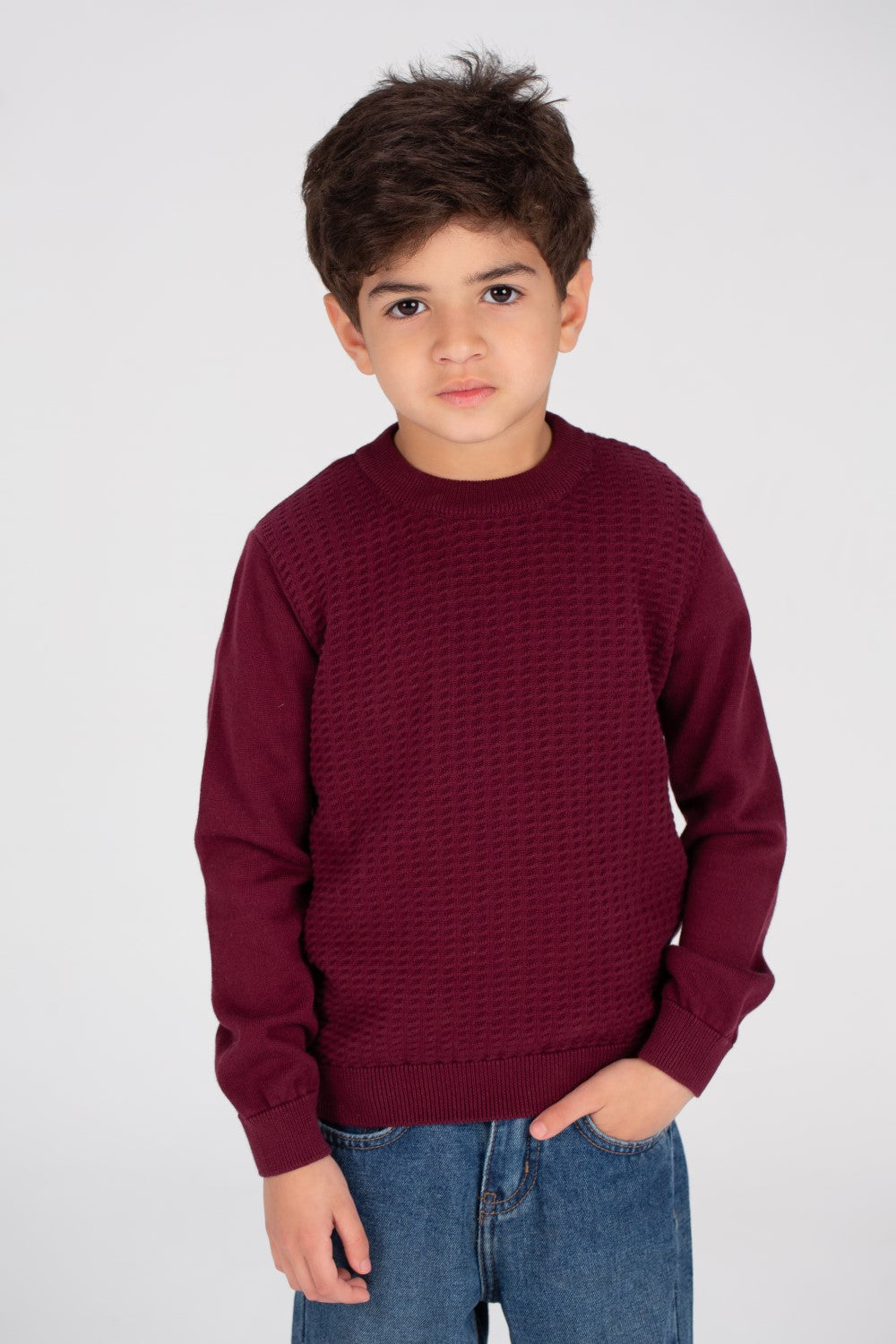 Boy's Crew neck Made Of Soft Basic Pullover