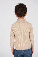 Boy's SlimFit Full Zipper Padded Basic Wool Pullover With Unique Style
