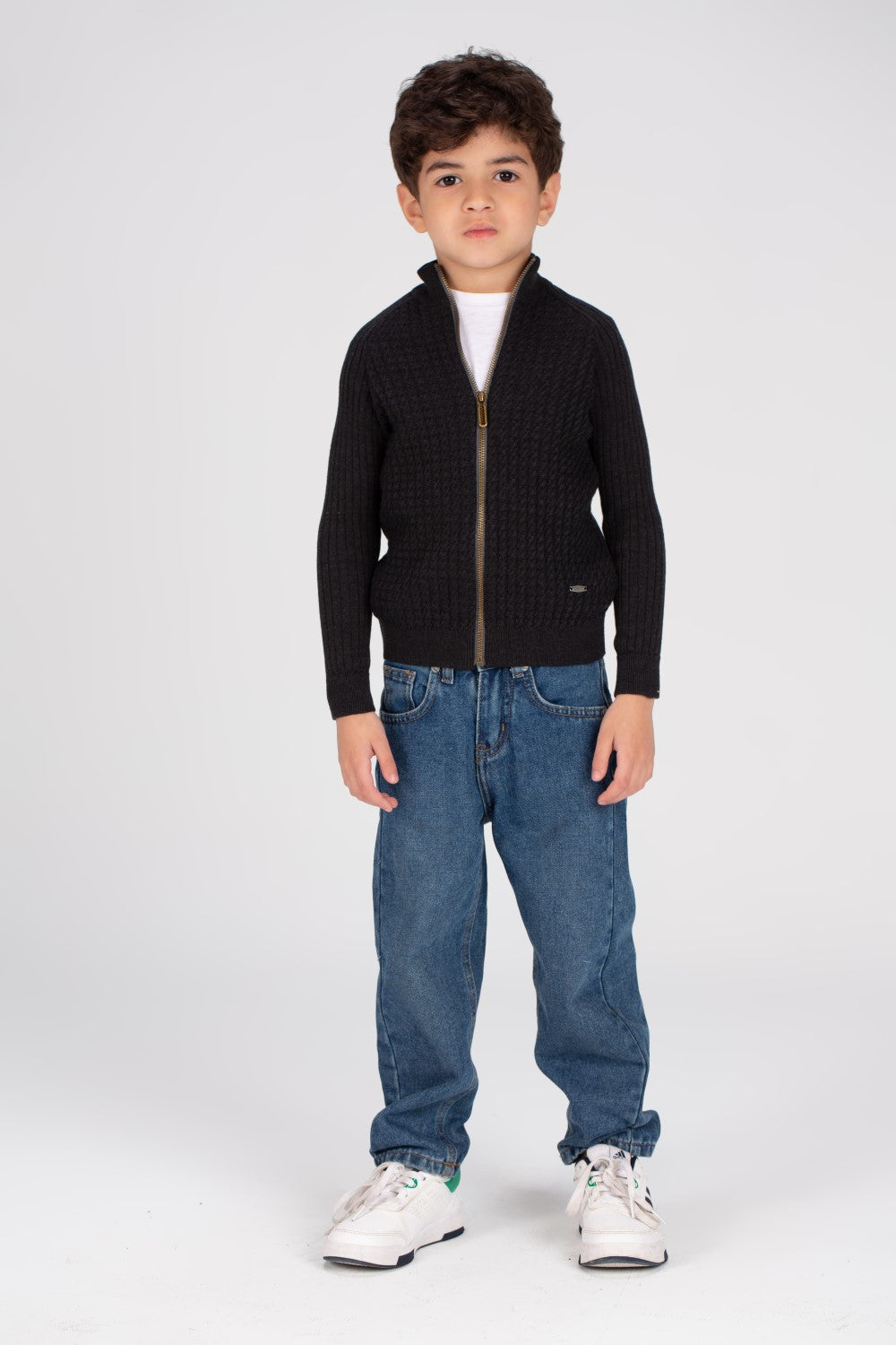 Boy's SlimFit Full Zipper Padded Basic Wool Pullover With Unique Style