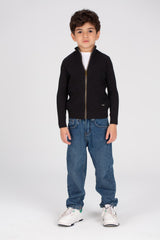 Boy's SlimFit Full Zipper Padded Basic Wool Pullover With Unique Style