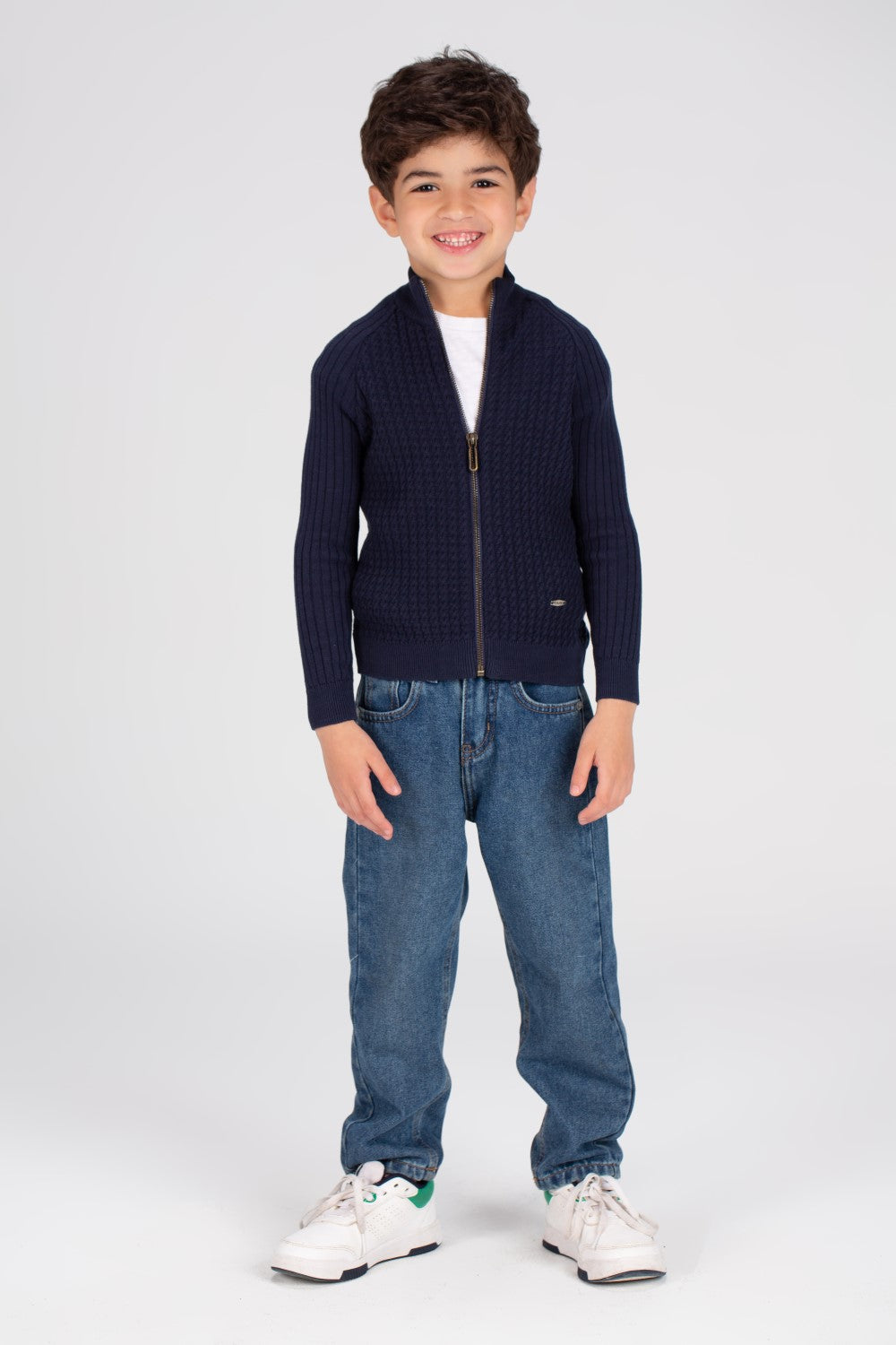 Boy's SlimFit Full Zipper Padded Basic Wool Pullover With Unique Style