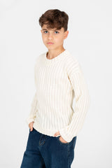 Boy's Plain Knitted Crew Neck Long Sleeve Pullover Sweater
