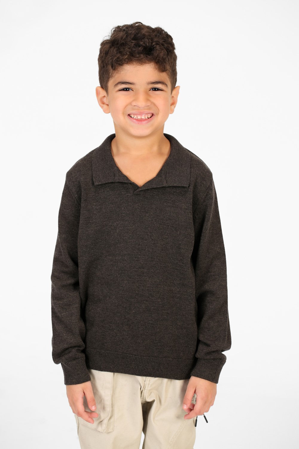 Boy's Cotton Long sleeves Polo Pullover Sweater