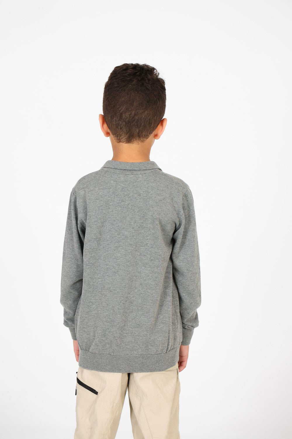 Boy's Cotton Long sleeves Polo Pullover Sweater