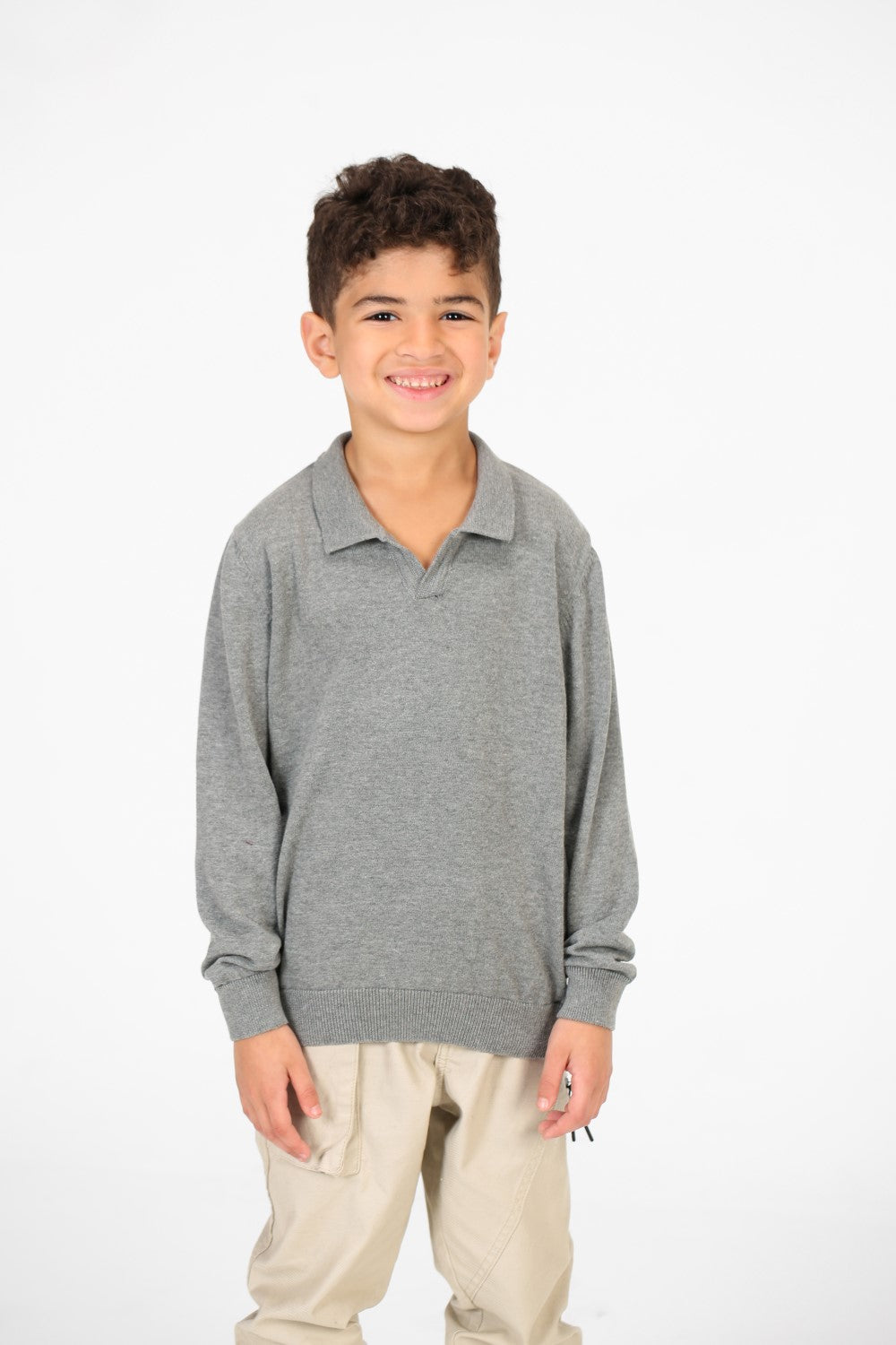 Boy's Cotton Long sleeves Polo Pullover Sweater