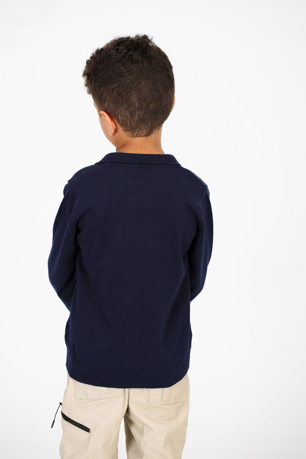 Boy's Cotton Long sleeves Polo Pullover Sweater