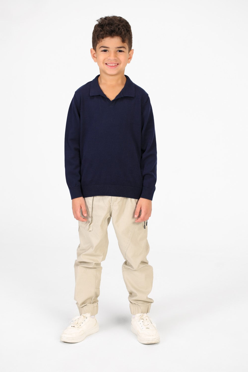 Boy's Cotton Long sleeves Polo Pullover Sweater