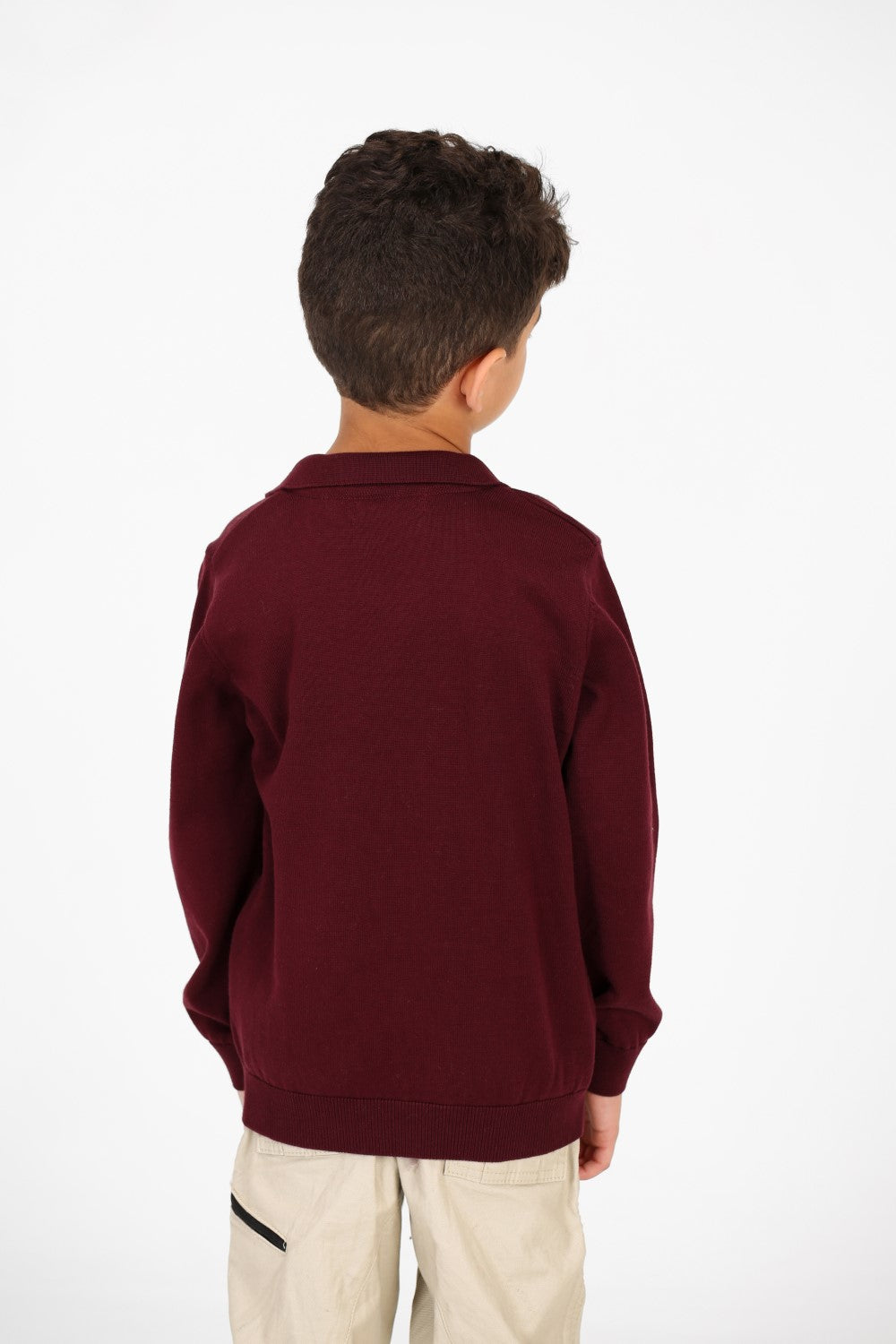 Boy's Cotton Long sleeves Polo Pullover Sweater