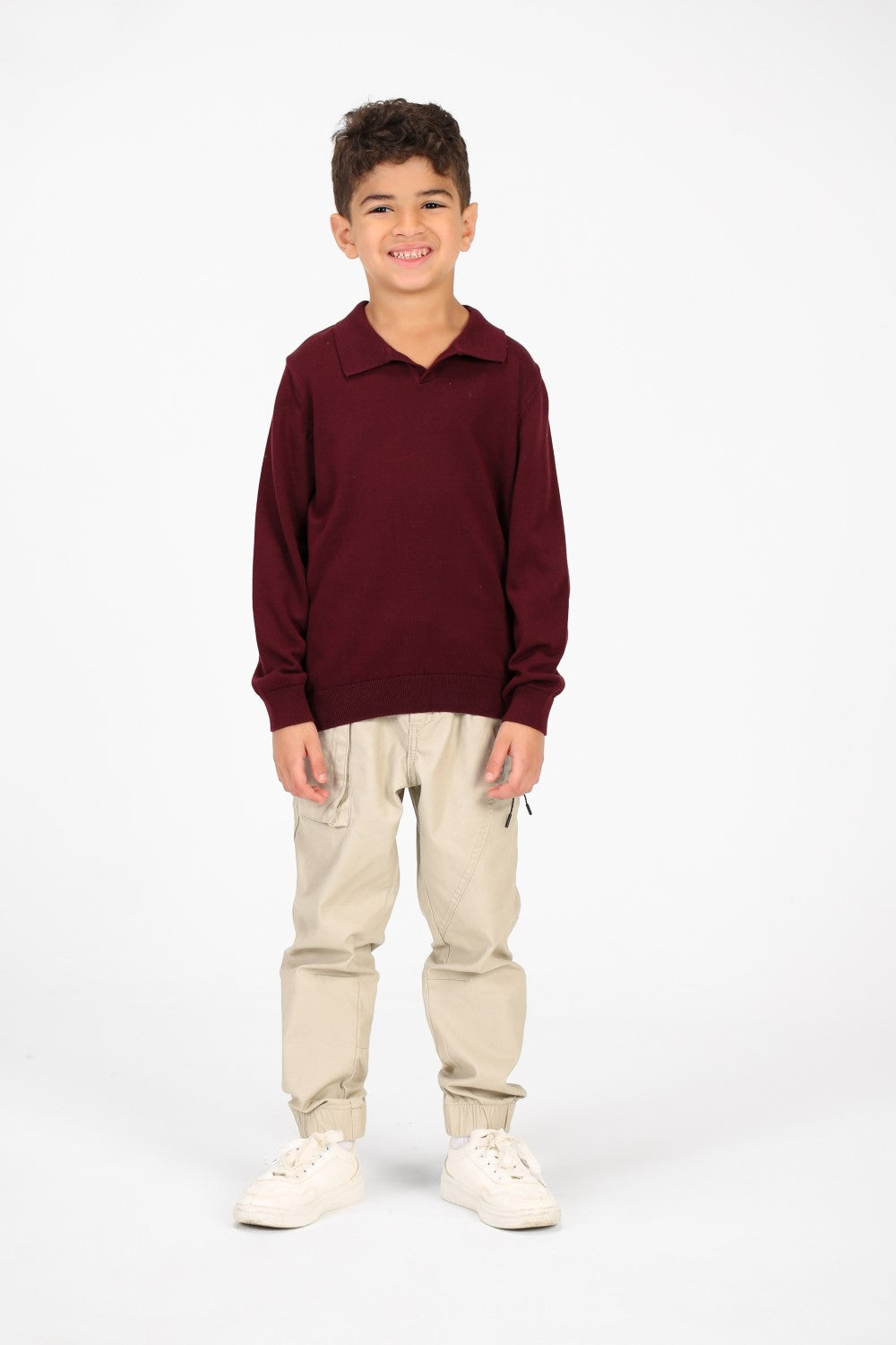 Boy's Cotton Long sleeves Polo Pullover Sweater