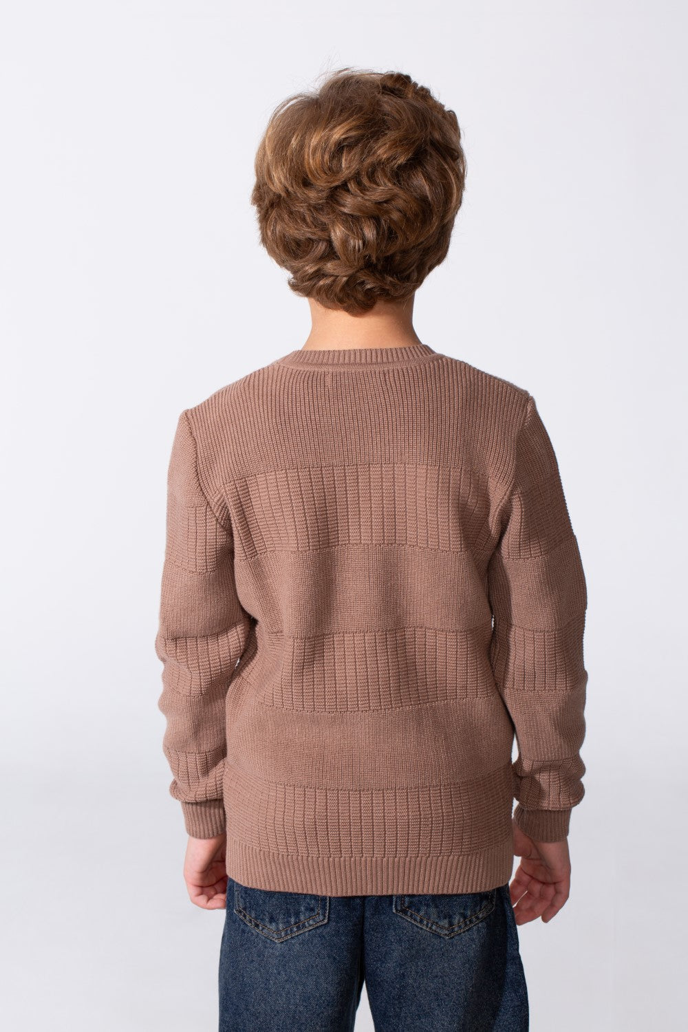 Boy's Slim Fit Cotton Pullover With Long Sleeves And A Round Neck