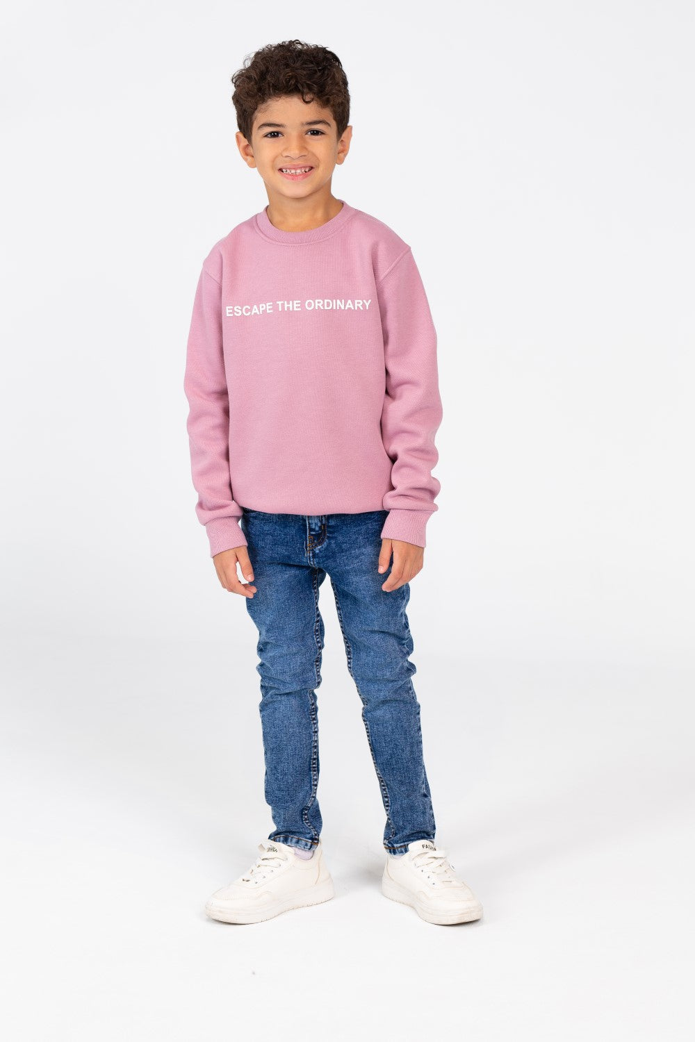 Boy's Sweatshirt With A Round Neck And Text Print On The Front