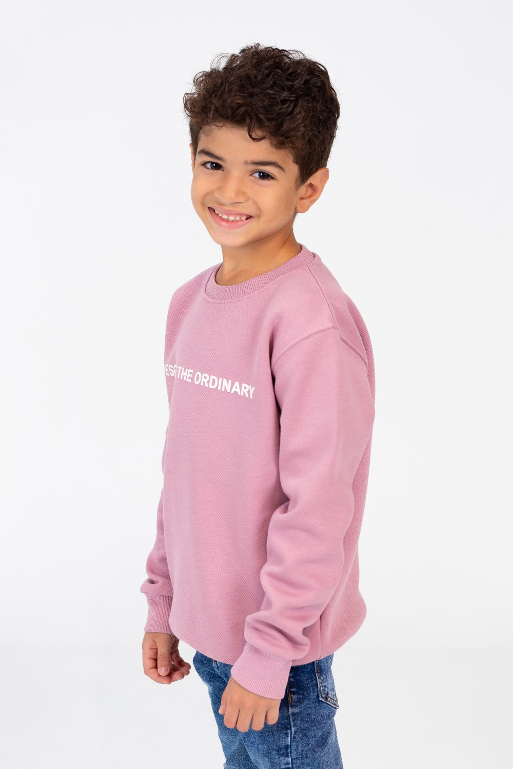 Boy's Sweatshirt With A Round Neck And Text Print On The Front