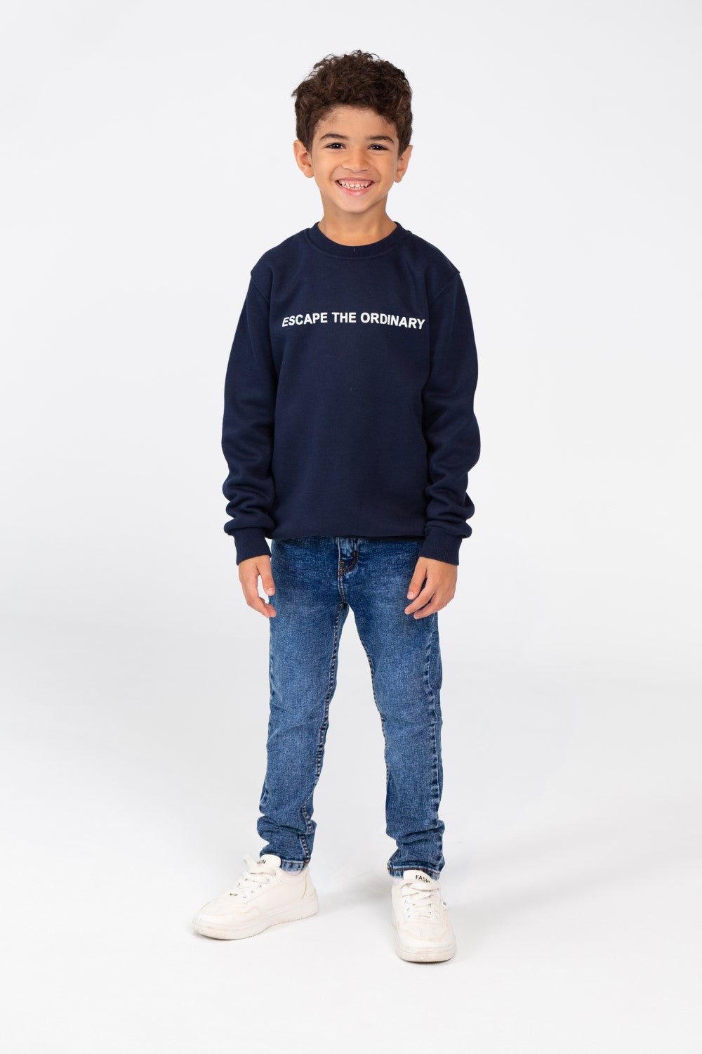 Boy's Sweatshirt With A Round Neck And Text Print On The Front