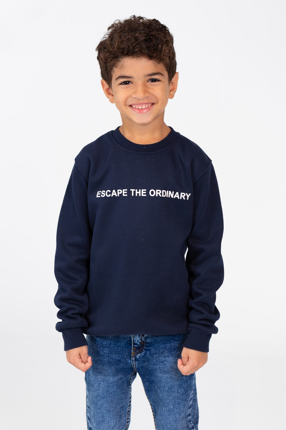 Boy's Sweatshirt With A Round Neck And Text Print On The Front