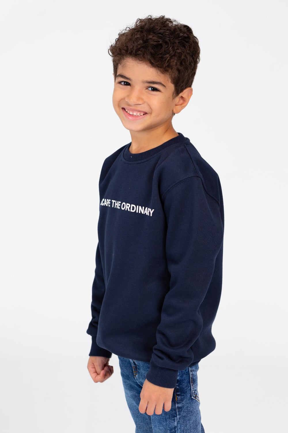 Boy's Sweatshirt With A Round Neck And Text Print On The Front