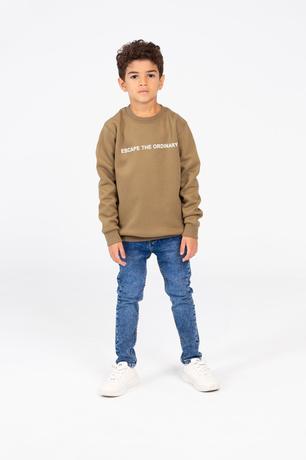 Boy's Sweatshirt With A Round Neck And Text Print On The Front
