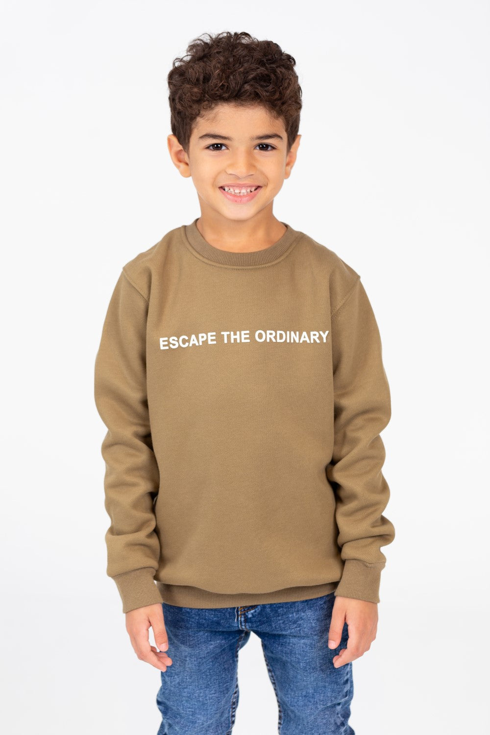 Boy's Sweatshirt With A Round Neck And Text Print On The Front