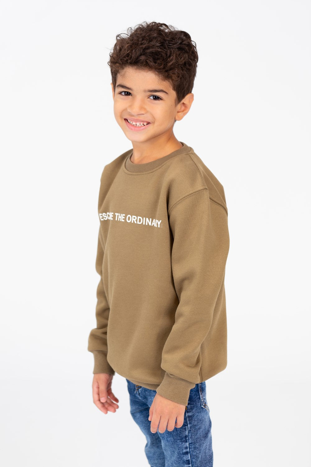 Boy's Sweatshirt With A Round Neck And Text Print On The Front